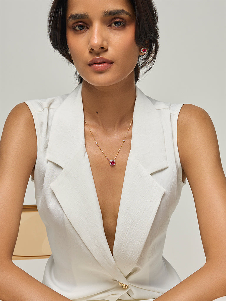 Westside X Pome Cushion-Cut Ruby Lab Diamond Pendant Necklace