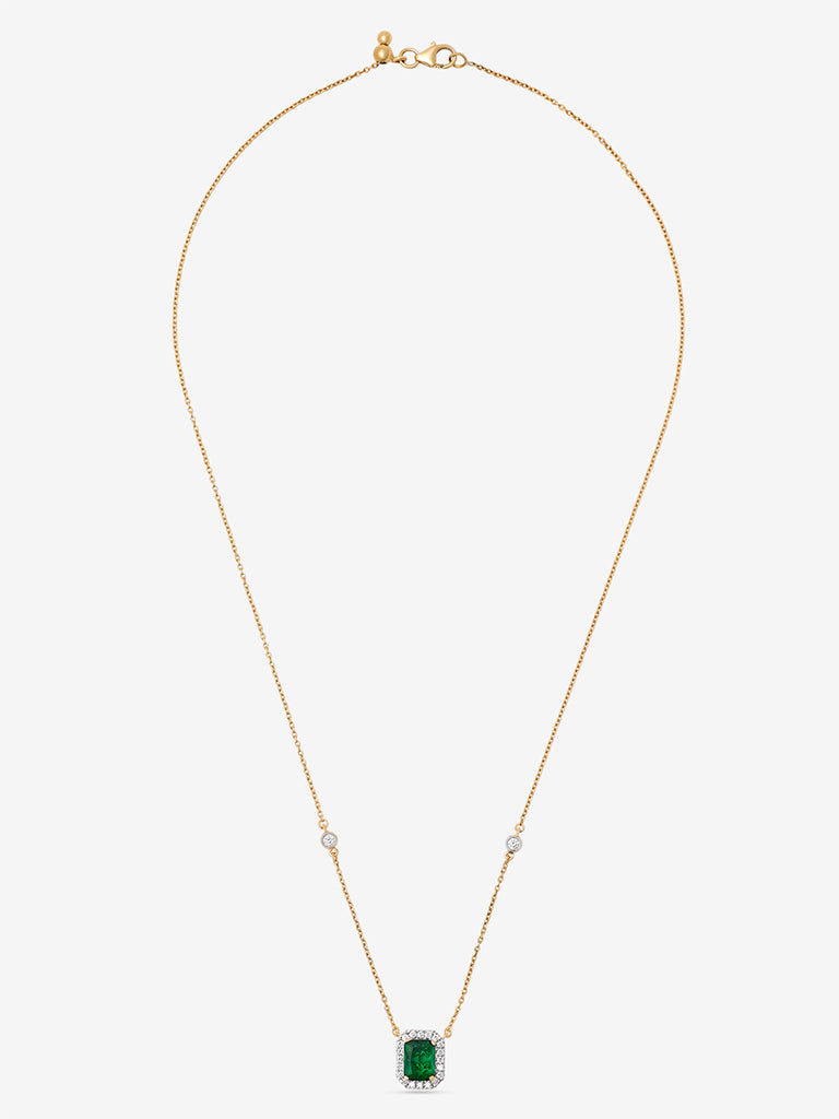 Westside X Pome Emerald Baguette Lab Diamond Pendant Necklace