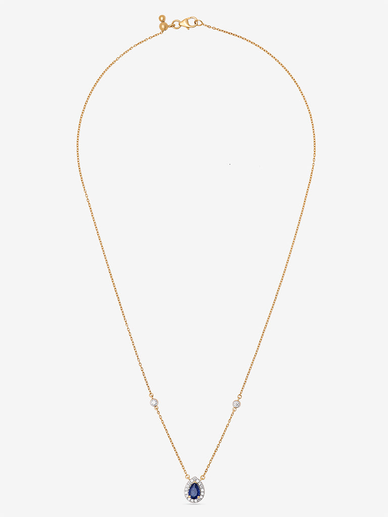Westside X Pome Sapphire Pear Lab Diamond Halo Necklace