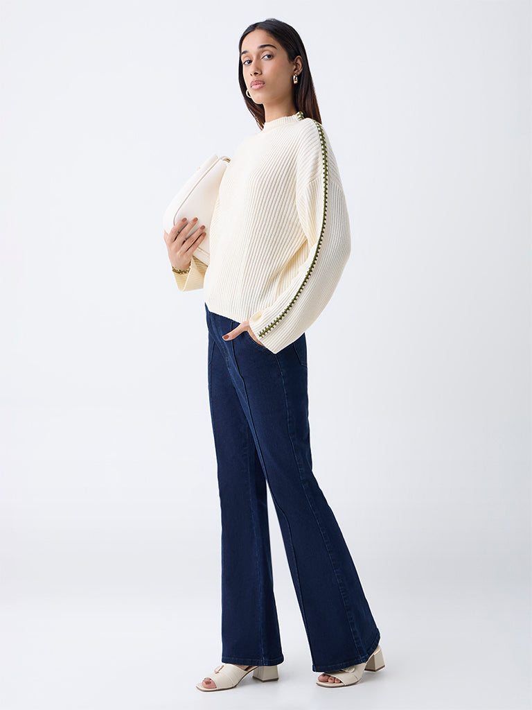 LOV Cream Embroidered Sweater