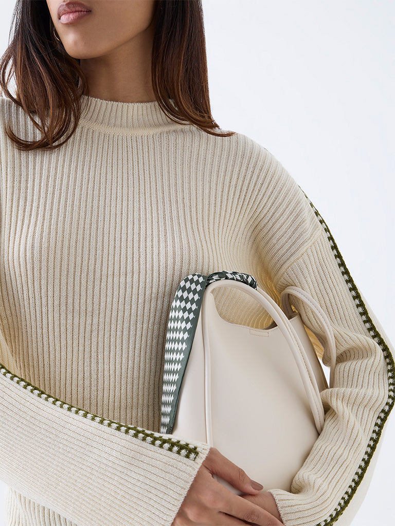 LOV Cream Embroidered Sweater