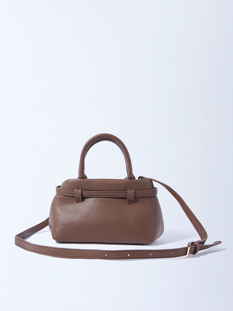 Westside Brown Textured Sling Bag with Belt