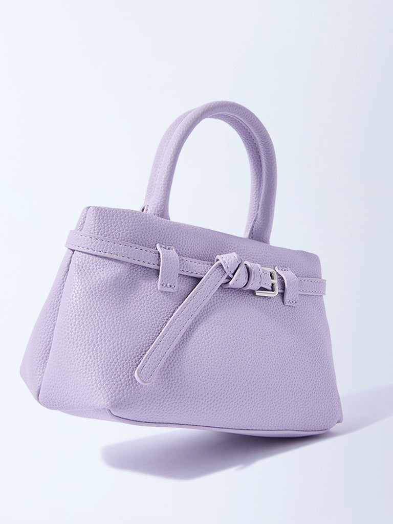 Buy Westside Lilac Textured Sling Bag with Belt from Westside