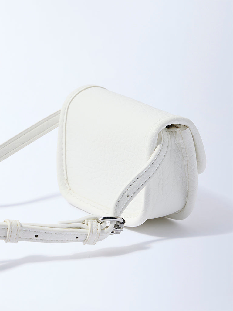 Westside White Textured Adjustable Mini Sling Bag
