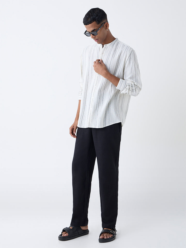 ETA Off-White Stripe Embroidered Relaxed-Fit Cotton Shirt