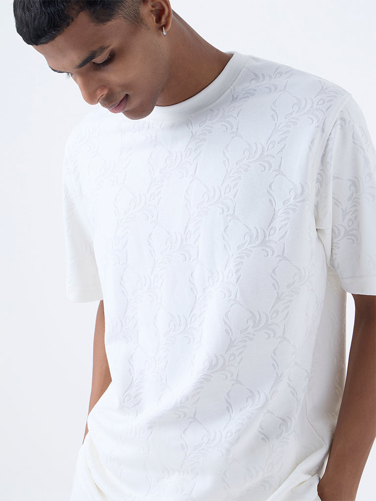 ETA White Botanical Design Relaxed-Fit T-Shirt