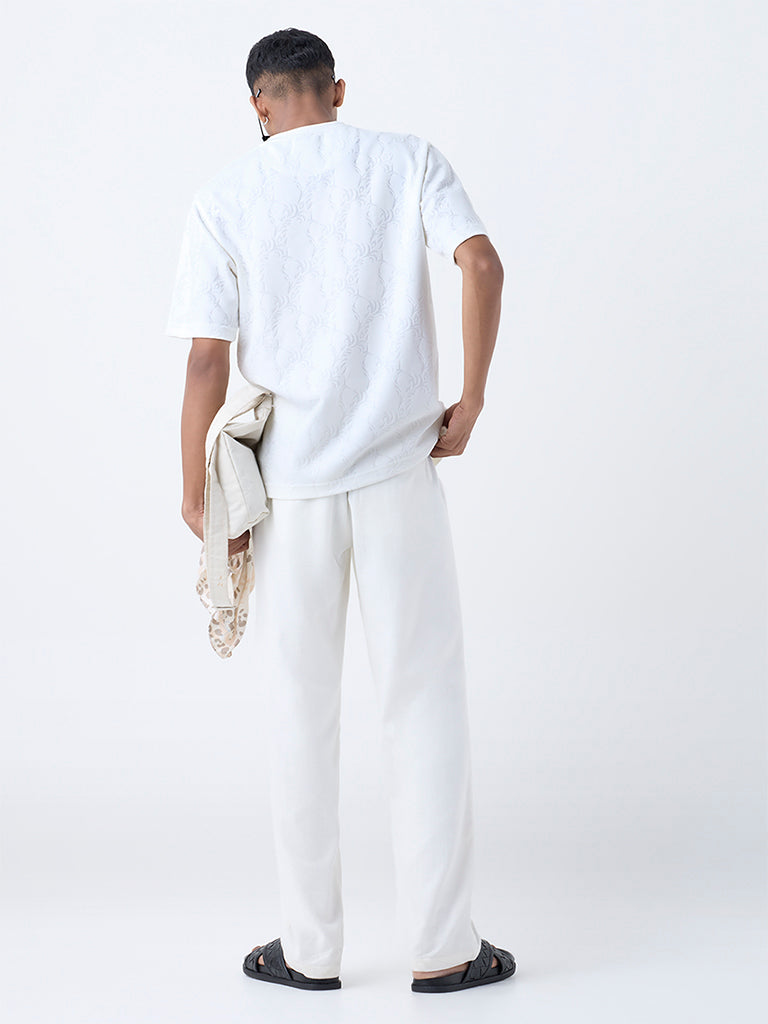 ETA White Botanical Design Relaxed-Fit T-Shirt