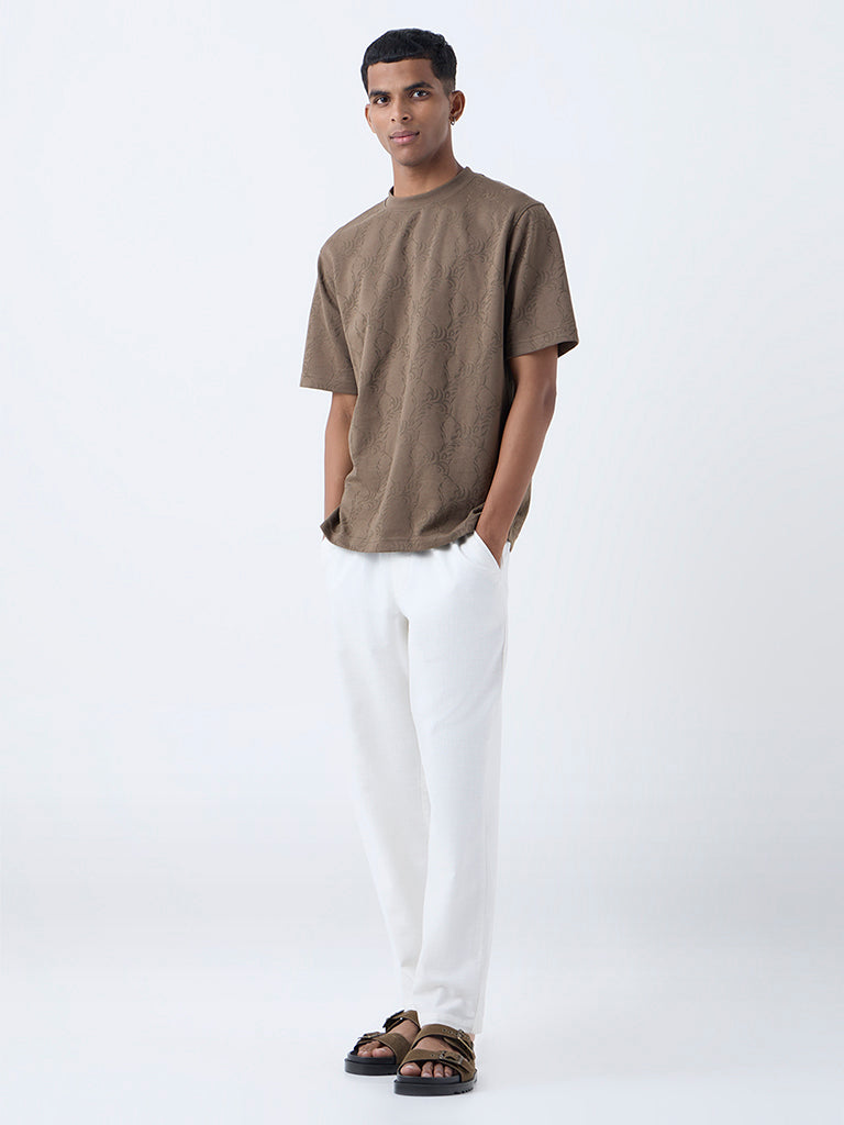 ETA Brown Botanical Pattern Relaxed-Fit T-Shirt