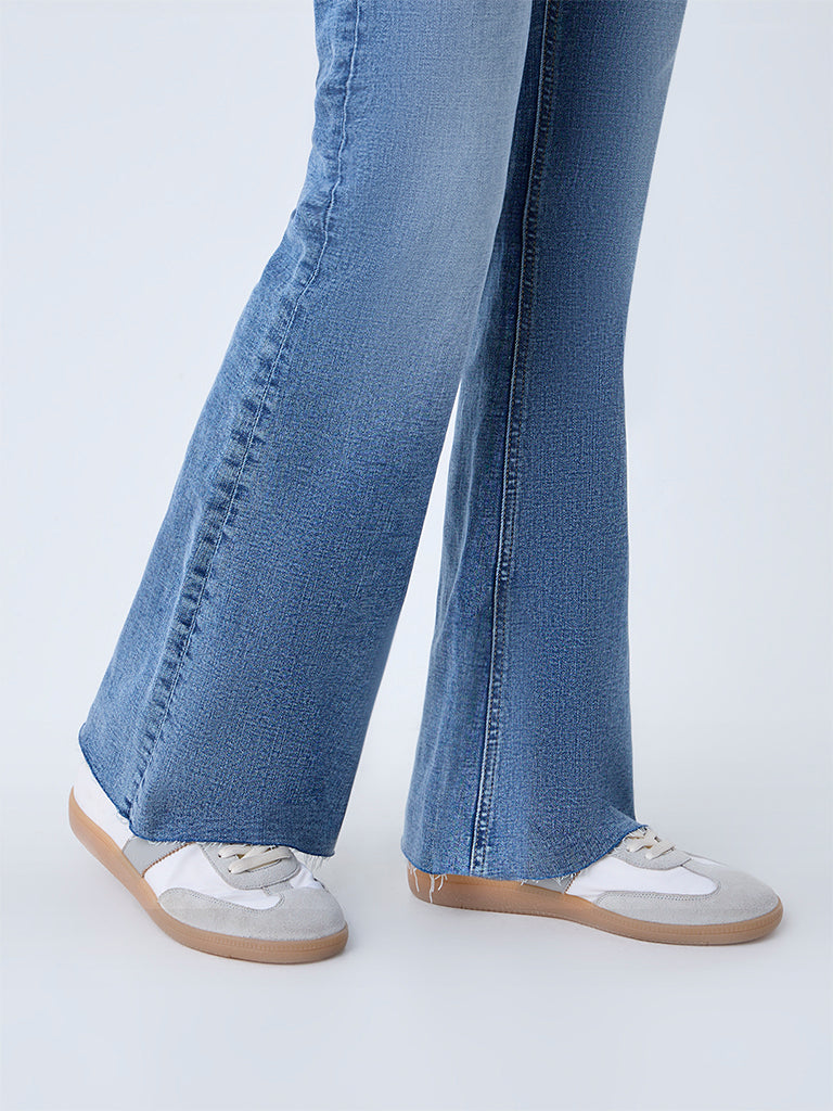 Nuon Blue Faded High-Rise Flared Jeans