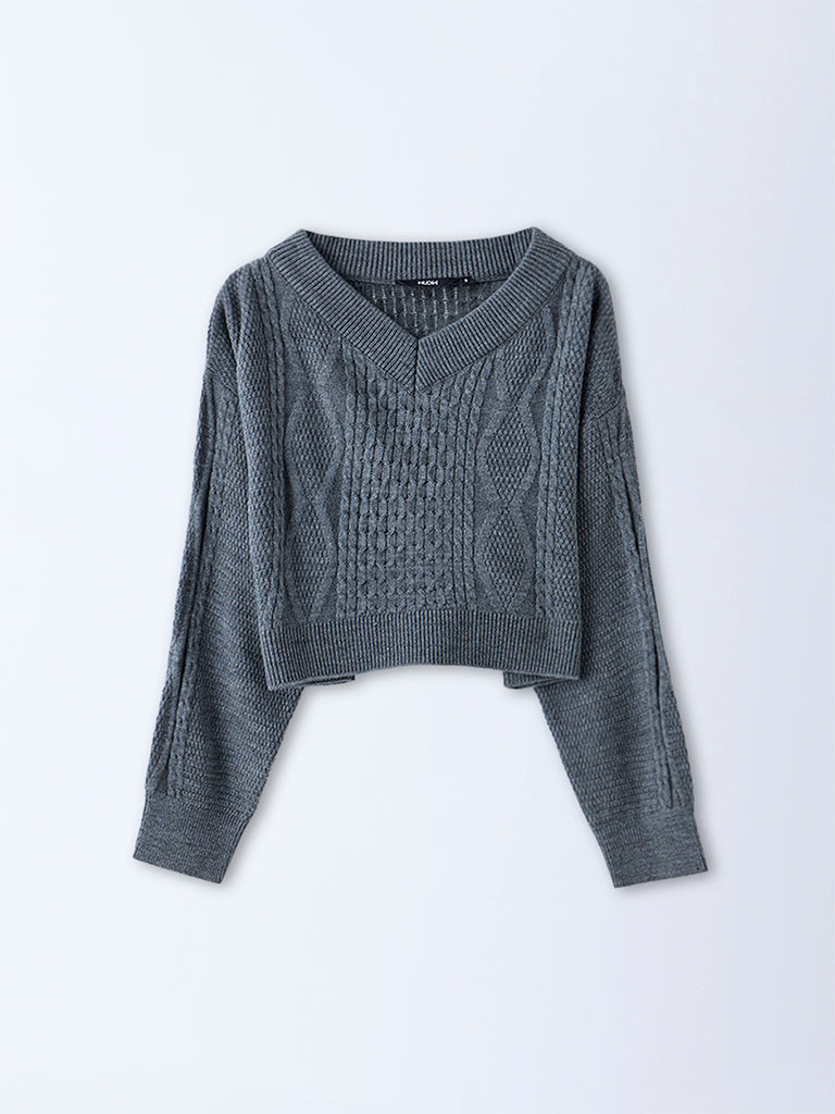 Nuon Grey Cable-Knit Sweater