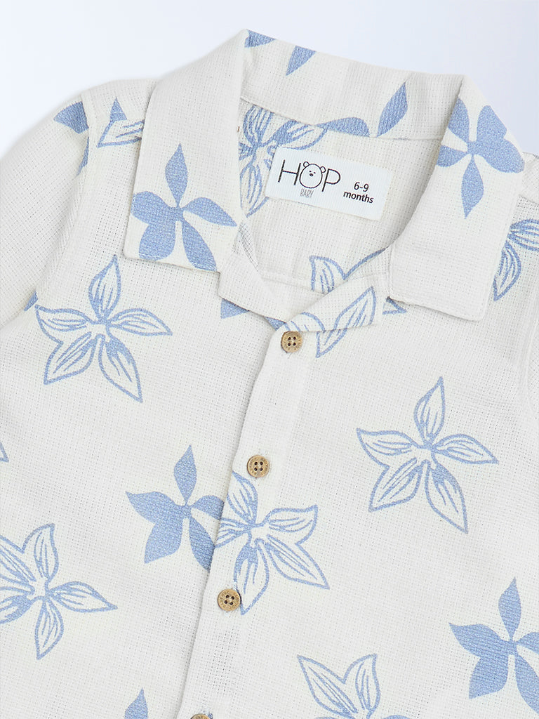 HOP Baby Off-White Floral Pattern Cotton Shirt