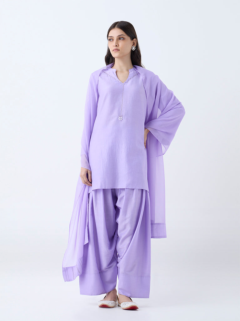 Vark Lilac Solid A-Line Ethnic Set