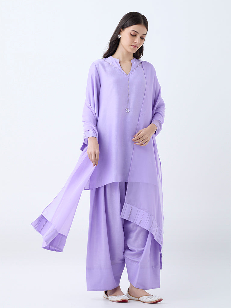 Vark Lilac Solid A-Line Ethnic Set