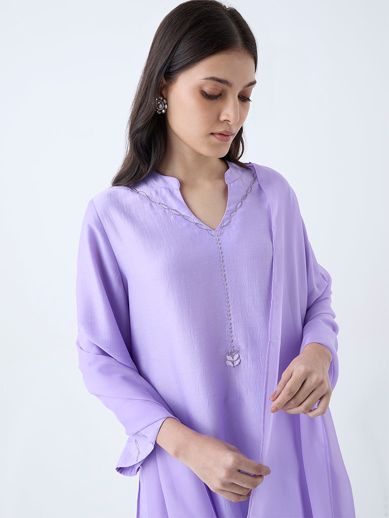 Vark Lilac Solid A-Line Ethnic Set