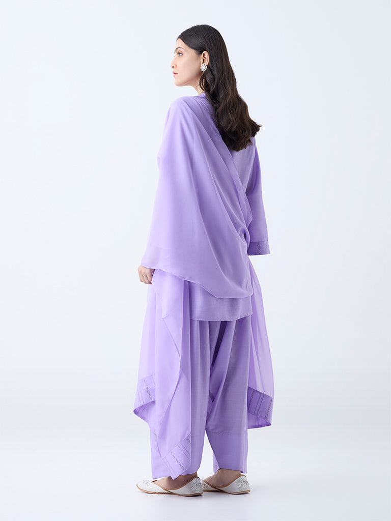Vark Lilac Solid A-Line Ethnic Set
