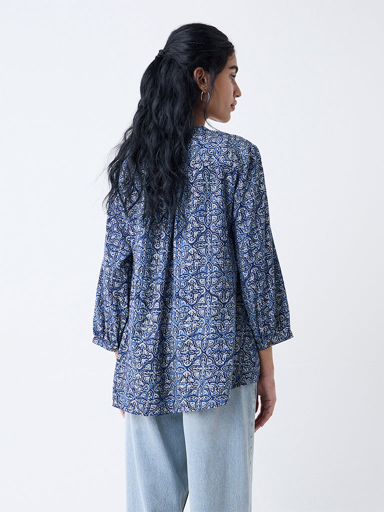 Utsa Indigo Botanical Design Tunic