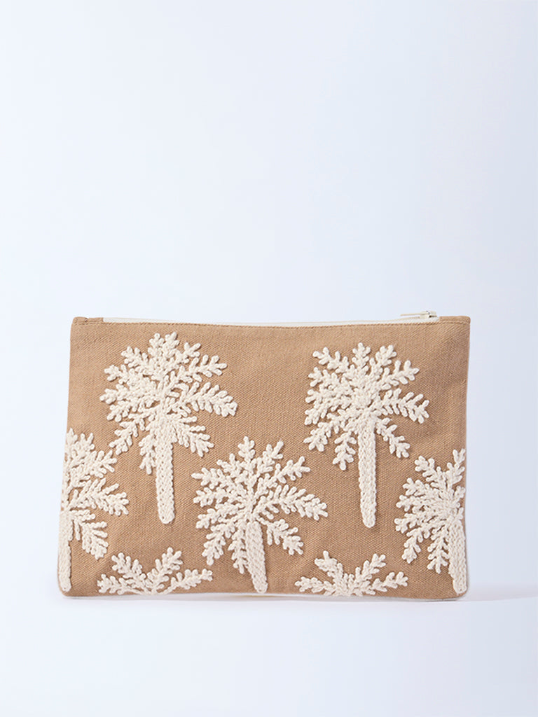 Westside Home Brown Tropical-Inspired Pouch
