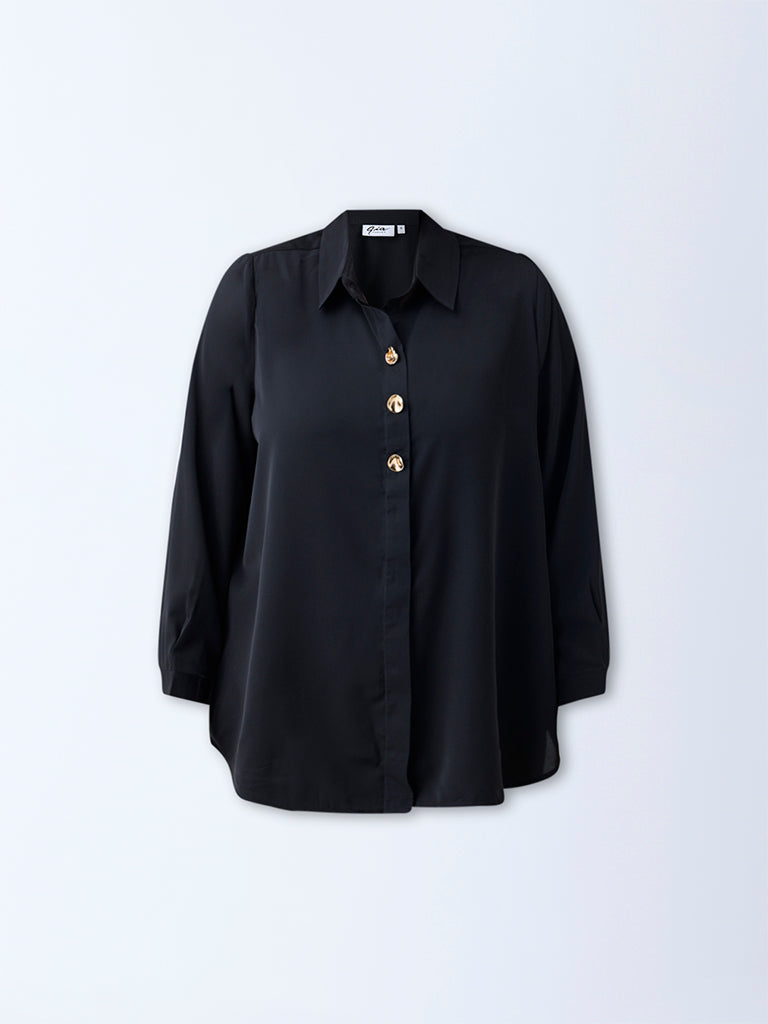 Gia Black Solid Blouse