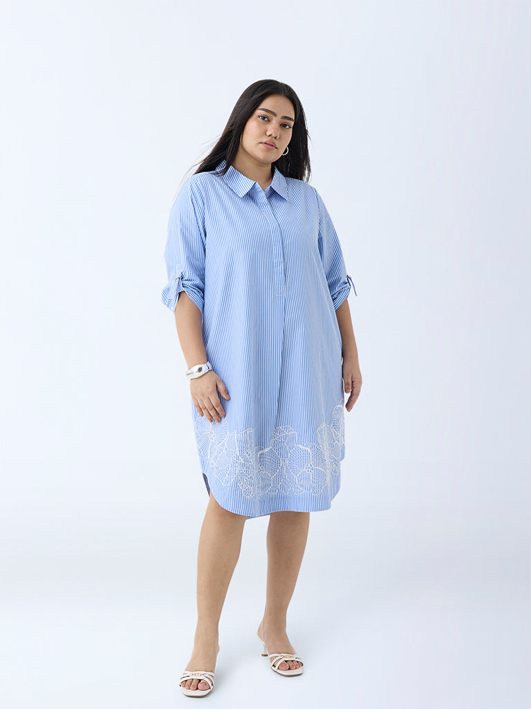 Gia Blue Striped Cotton Tunic Dress