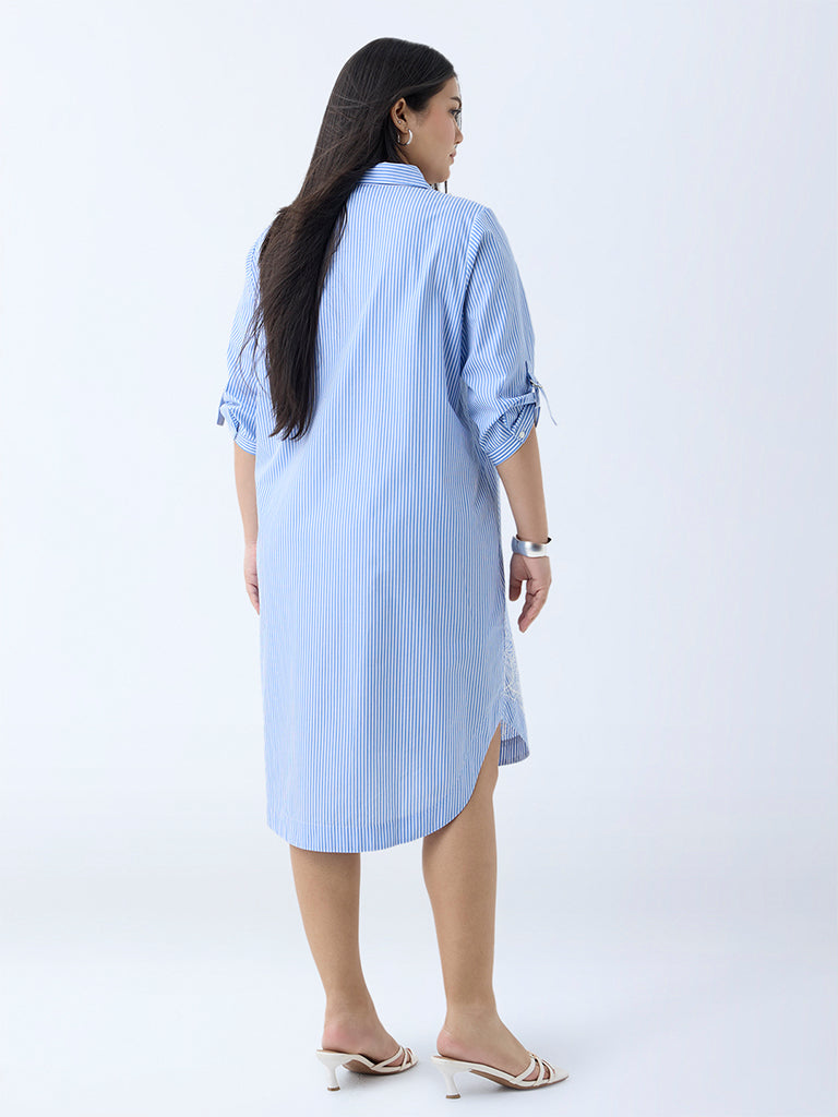 Gia Blue Striped Cotton Tunic Dress
