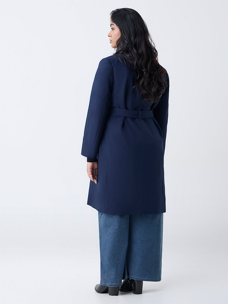 Gia Navy Long Coat with Belt