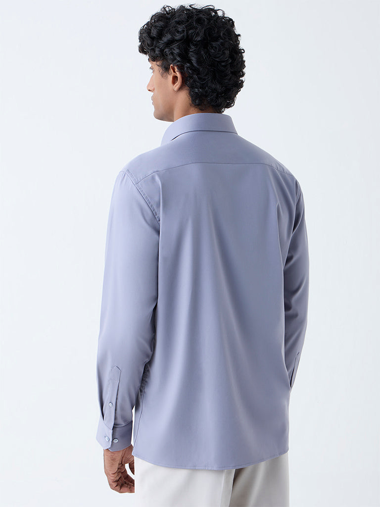 WES Formals Grey Solid Slim-Fit Shirt