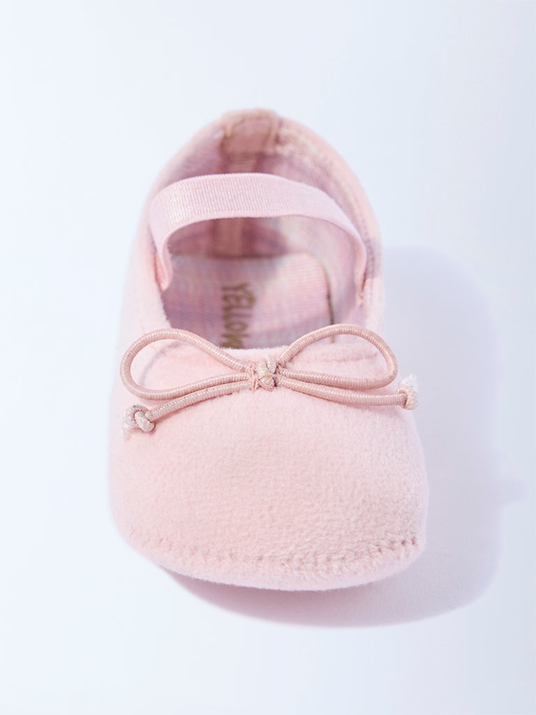 Westside Yellow Girls Pink Bow-Detailed Booties for Casual Wear Front view