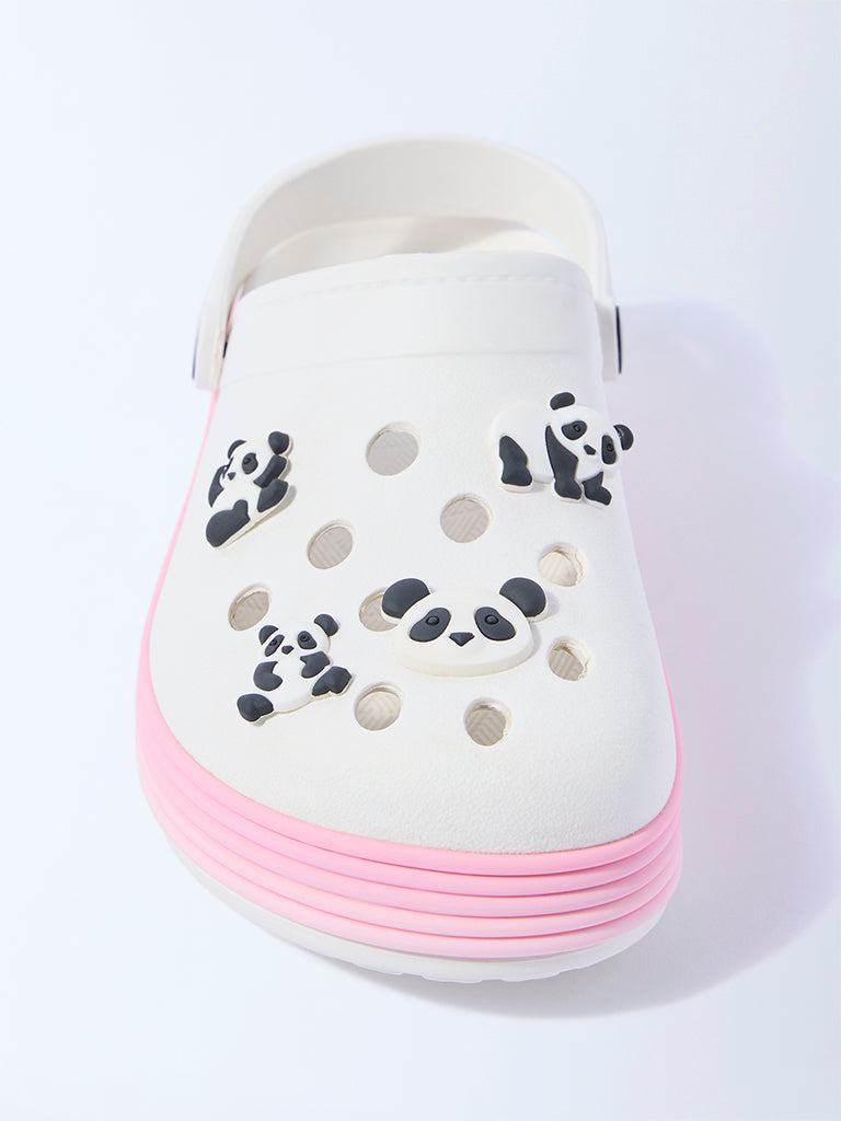 Yellow White Applique-Detailed Clogs