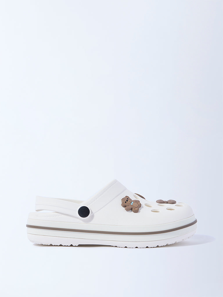 Yellow White Teddy Applique-Detailed Clogs