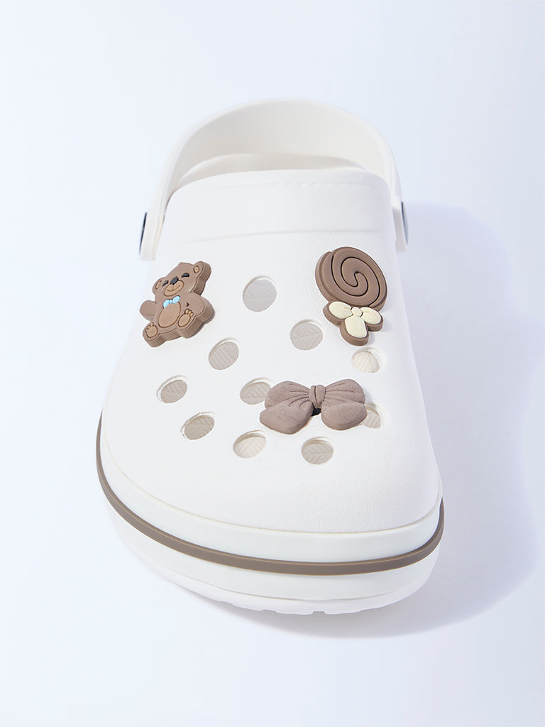 Yellow White Teddy Applique-Detailed Clogs