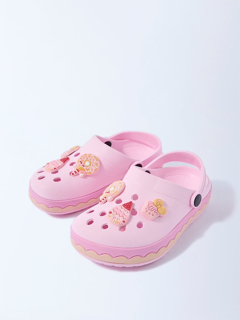 Yellow Pink Applique Detailed Clogs