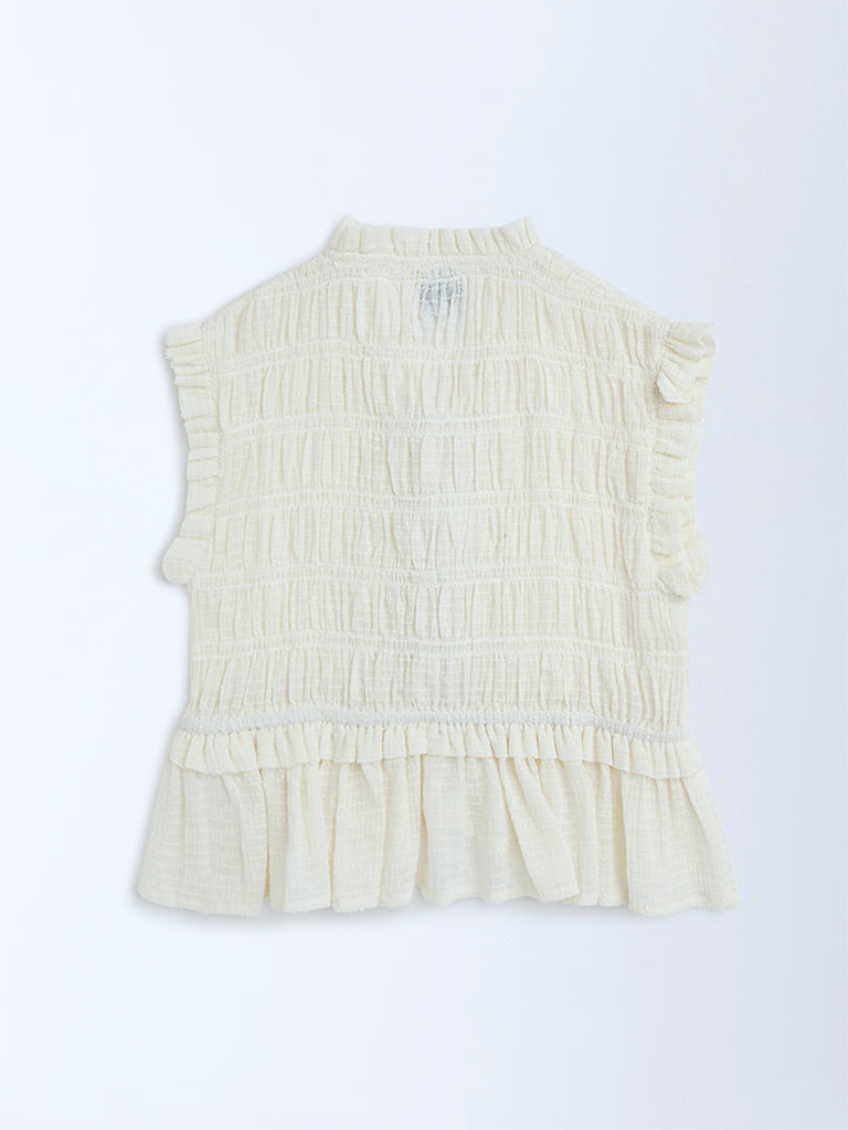 Y&F Kids Off-White Cotton Top