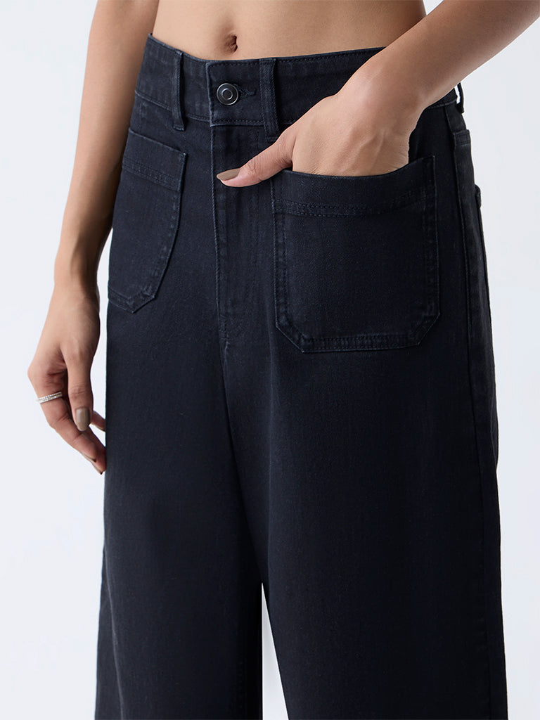 LOV Black Wide-Leg High-Rise Jeans
