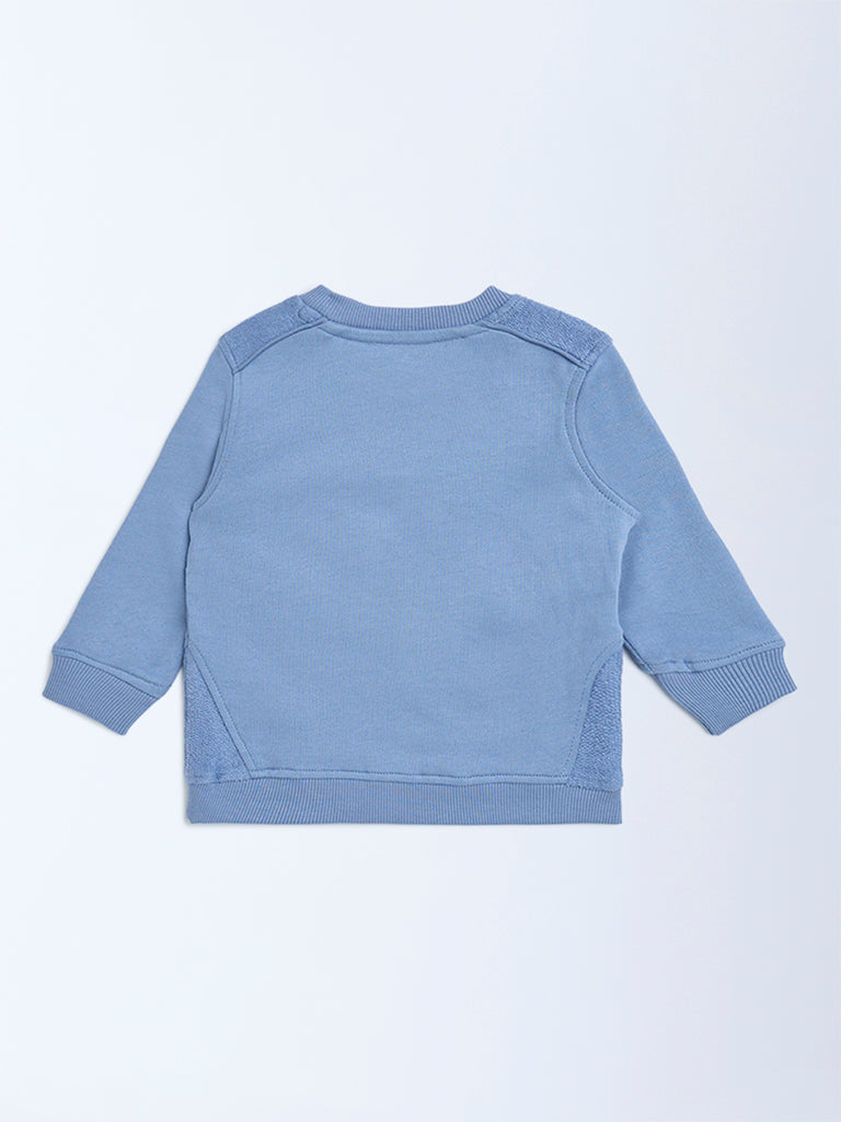 HOP Baby Blue Animal Design Cotton-Blend Sweatshirt