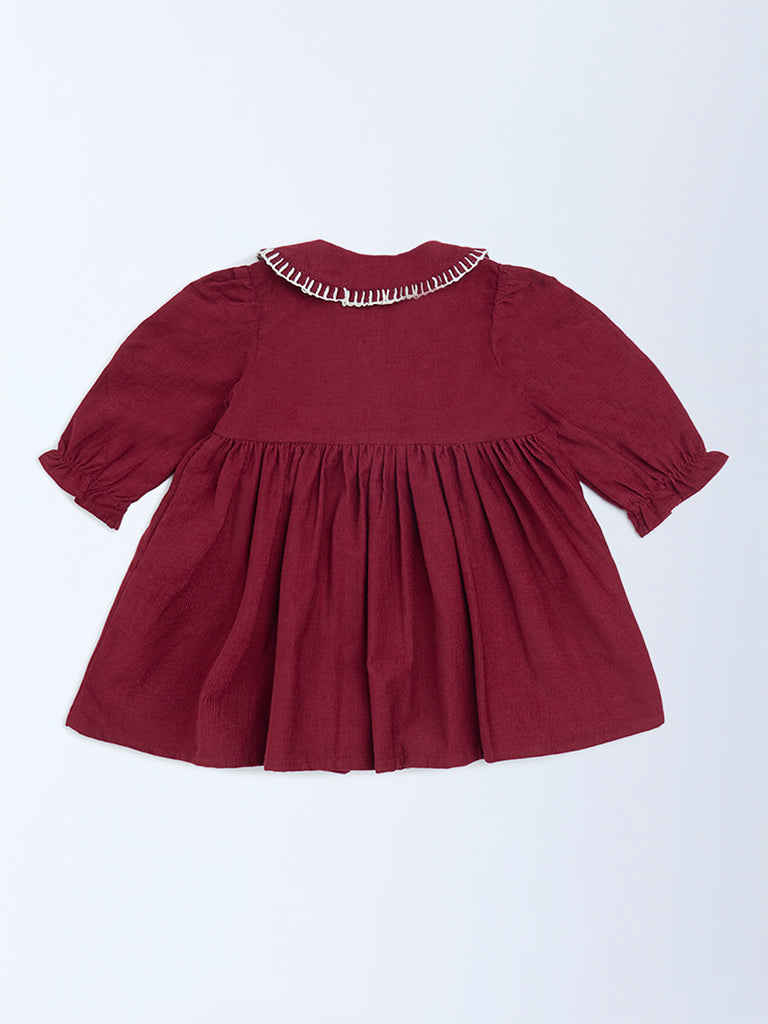 HOP Baby Wine Fit-and-Flare Cotton Dress