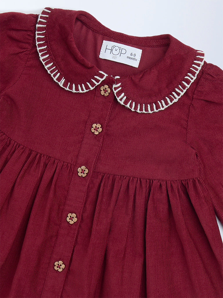 HOP Baby Wine Fit-and-Flare Cotton Dress