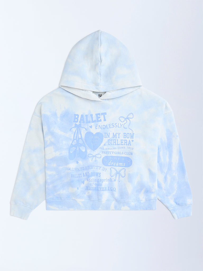 Buy Y&F Kids Blue Tie-Dye Cotton-Blend Hoodie from Westside - Main Image