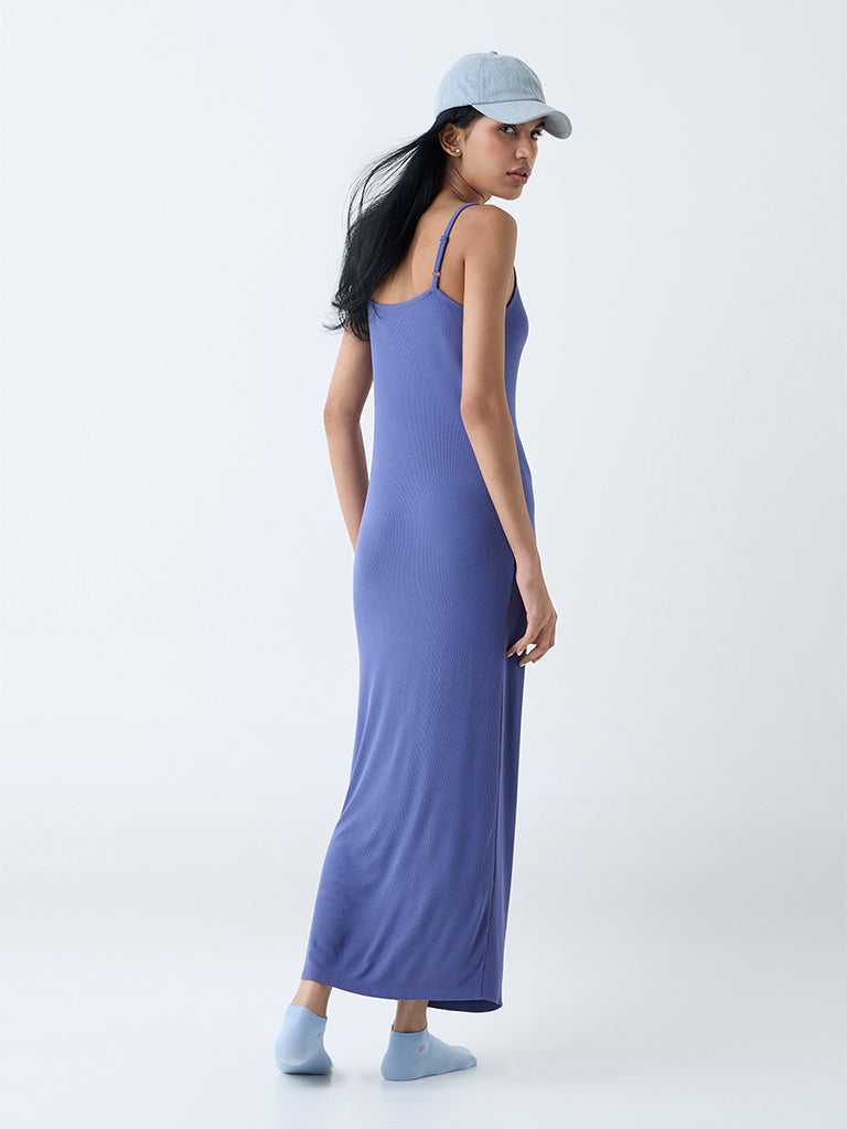 Superstar Blue Ribbed-Textured Lounge Dress