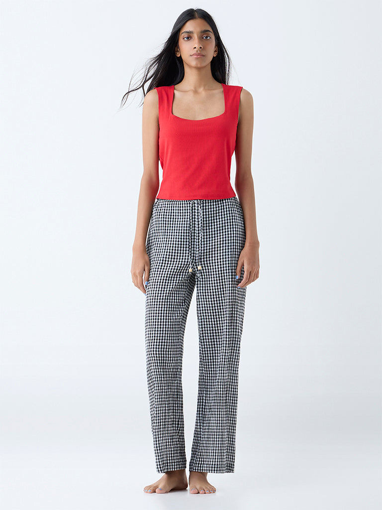 Buy Superstar Red Solid Cotton-Blend Tank Top from Westside