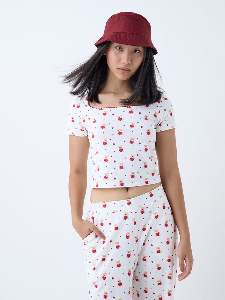 White Printed Top main image 0