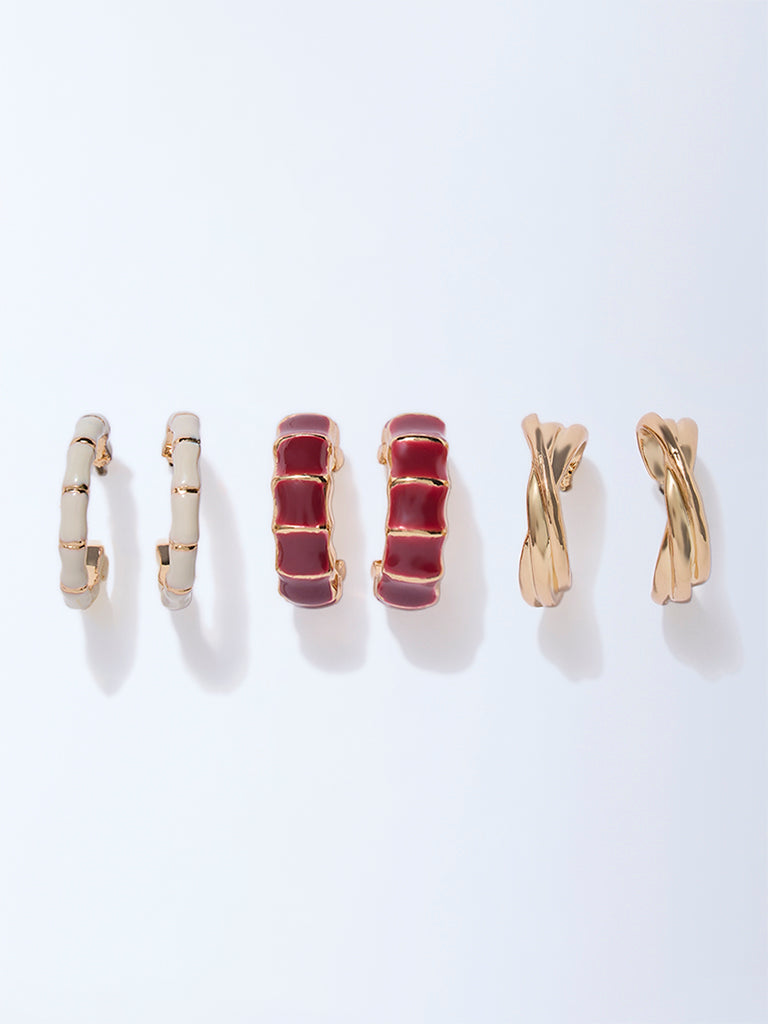 Buy Westside Accessories Multicolour Enamel Metal Hoop Earrings