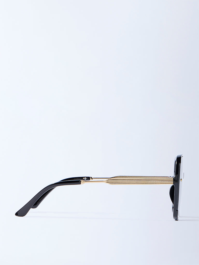 Westside Accessories Black Stud-Design Oversized Sunglasses with Pouch