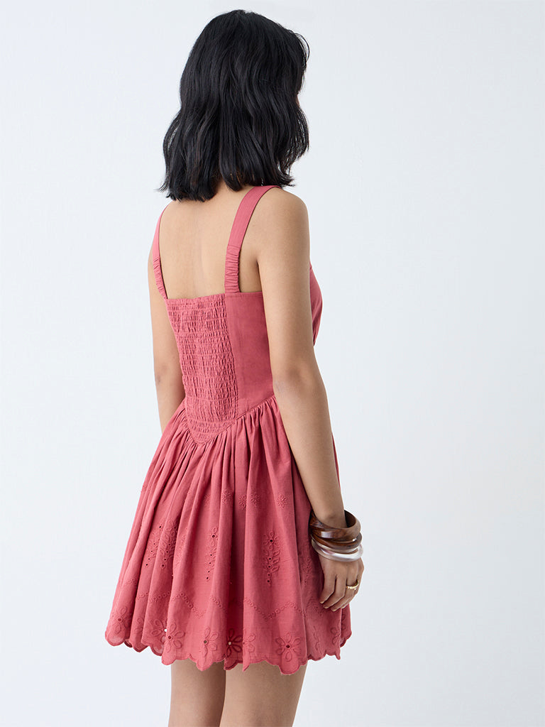 Bombay Paisley Dusty Pink Cotton A-Line Dress