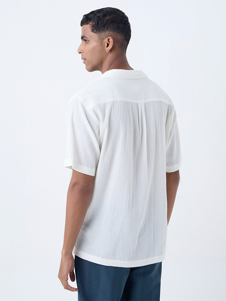 ETA Off-White Crinkle-Texture Relaxed-Fit Cotton Shirt