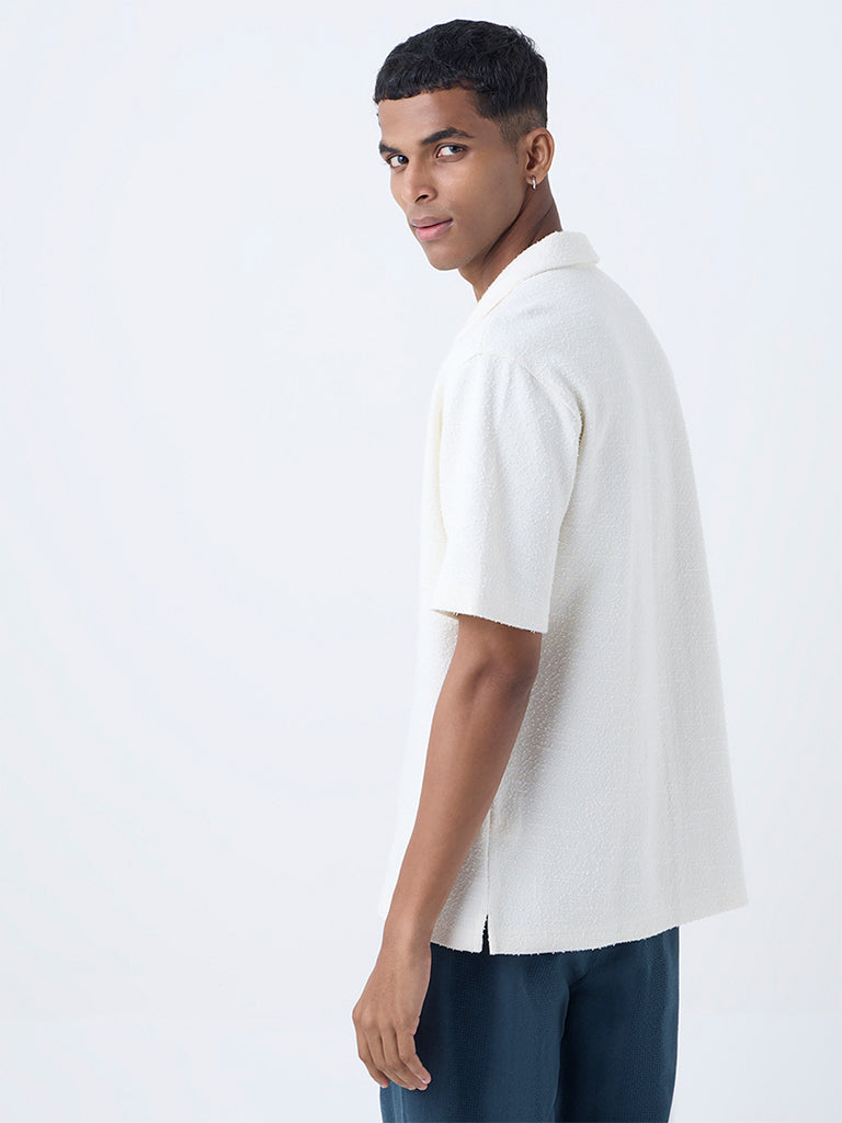 ETA Off-White Textured Relaxed-Fit Cotton-Blend Shirt