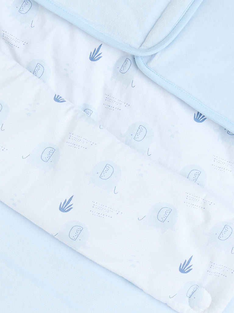 HOP Baby Blue Animal Embroidered Cotton Sleeping Bag