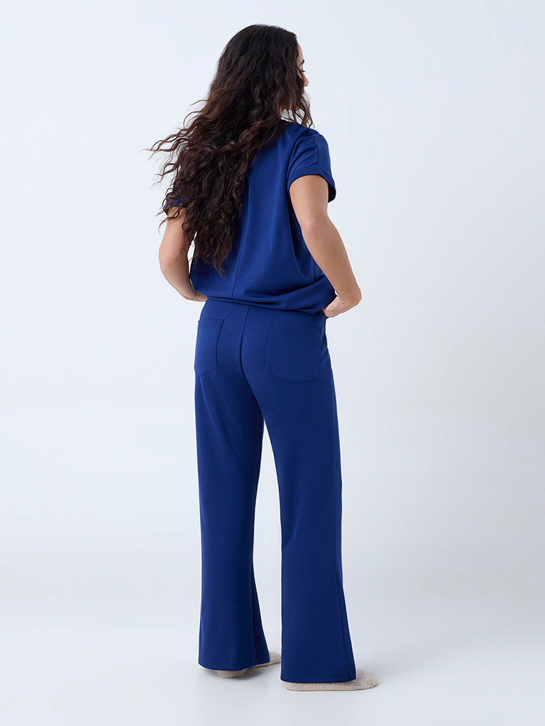 Wunderlove Blue Solid High-Rise Pants