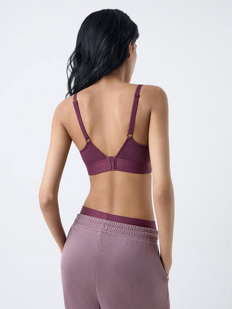 Superstar Plum Ribbed-Textured Padded Bra