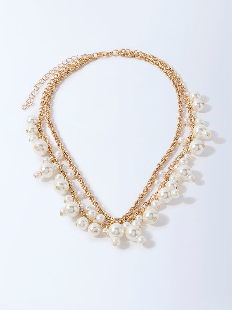 Westside Accessories White Pearl Collar Statement Necklace