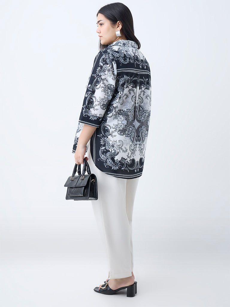 Gia Black Paisley Printed Cotton Shirt